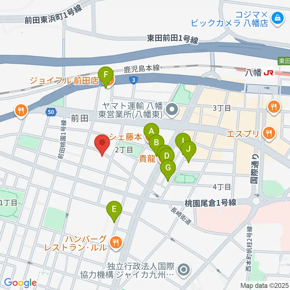 フルート＆ピアノ教室 癒音工房周辺のファミレス・ファーストフード一覧地図