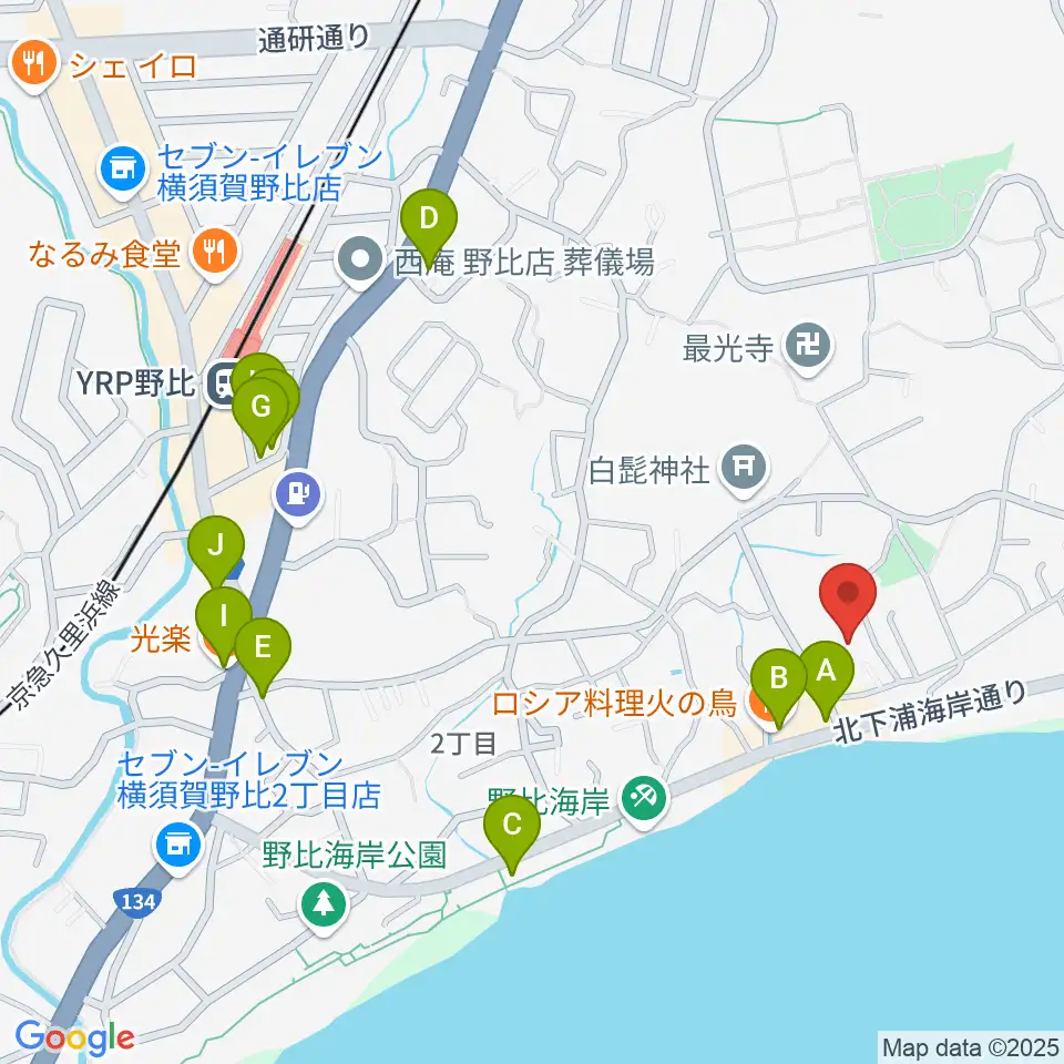 JUN音楽教室周辺のファミレス・ファーストフード一覧地図