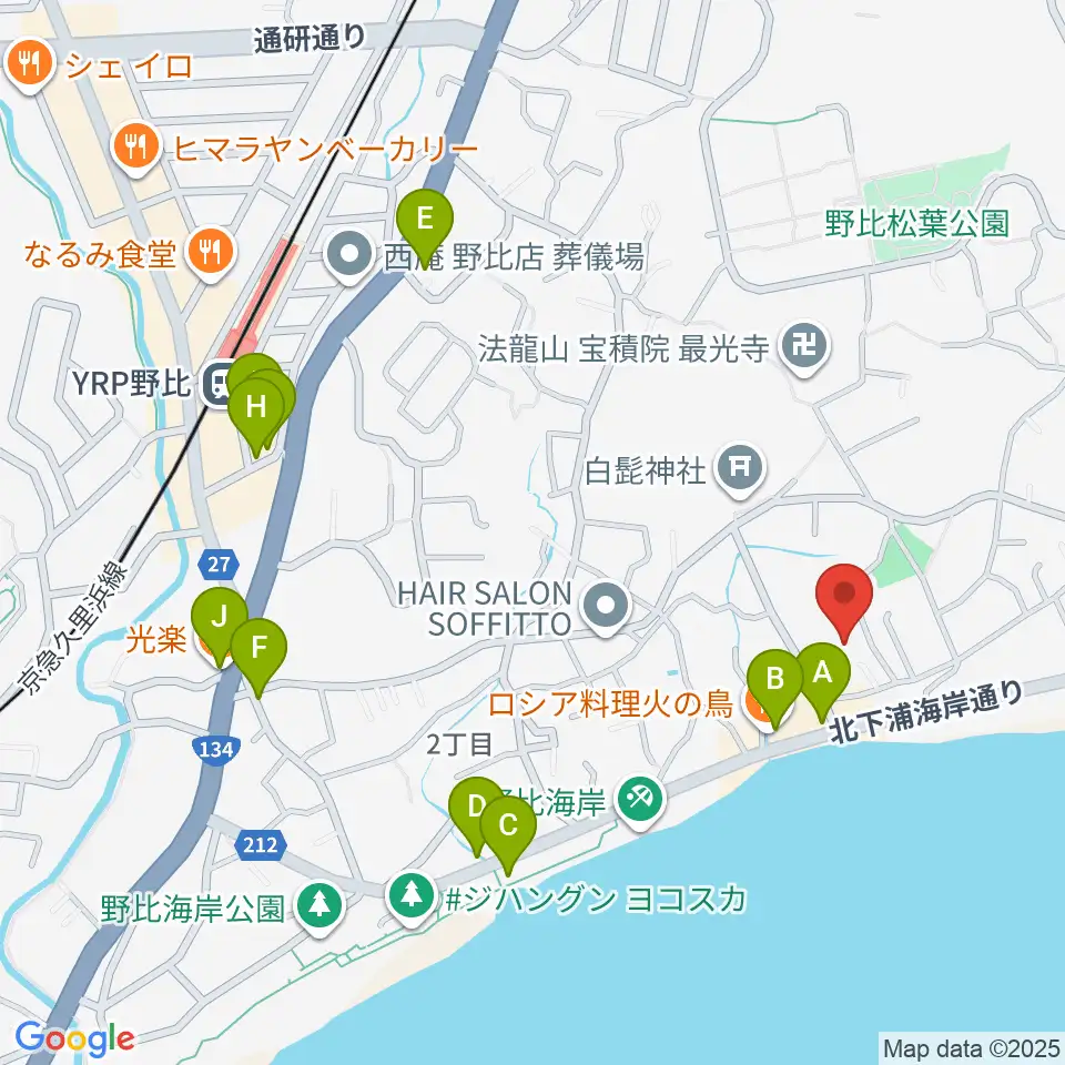 JUN音楽教室周辺のファミレス・ファーストフード一覧地図