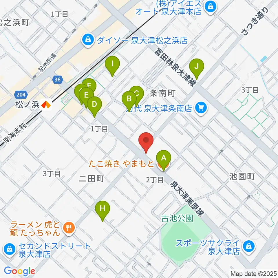 グレイスピアノサービス周辺のファミレス・ファーストフード一覧地図