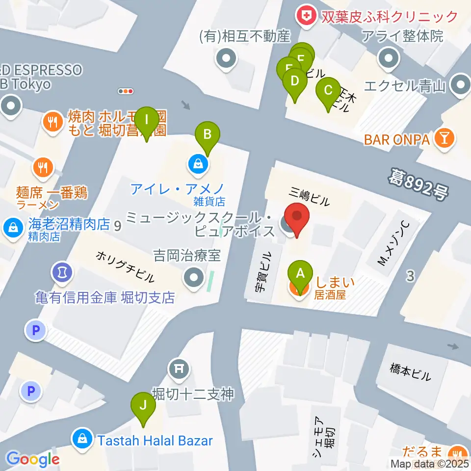 ミュージックスクール・ピュアボイス周辺のファミレス・ファーストフード一覧地図