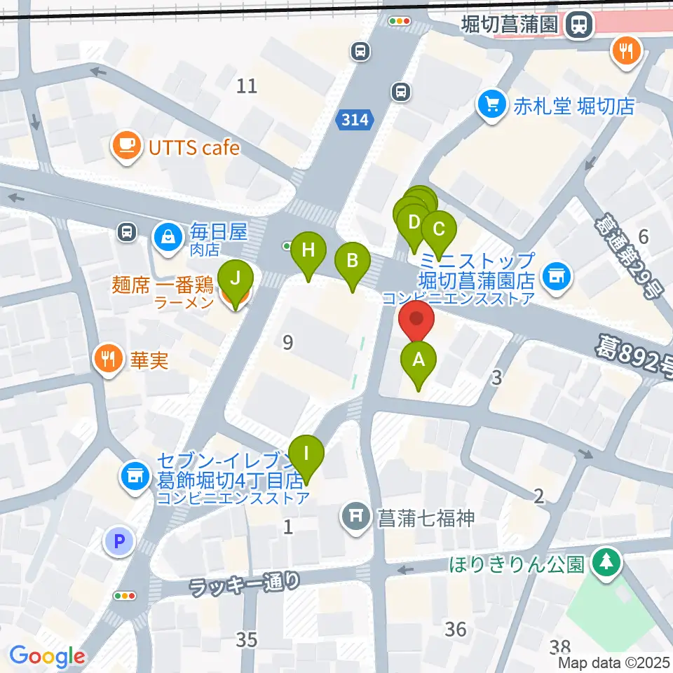 ミュージックスクール・ピュアボイス周辺のファミレス・ファーストフード一覧地図