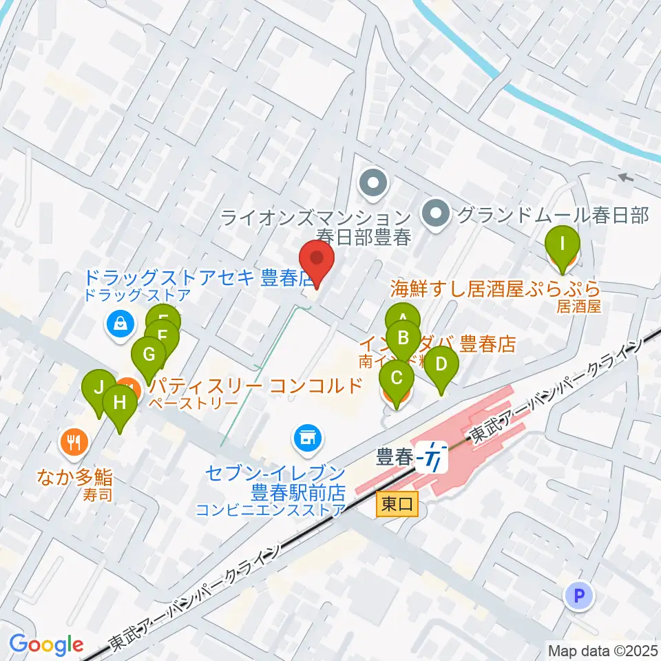 ピアノ・アコースティックスタジオあんぷらぐど周辺のファミレス・ファーストフード一覧地図
