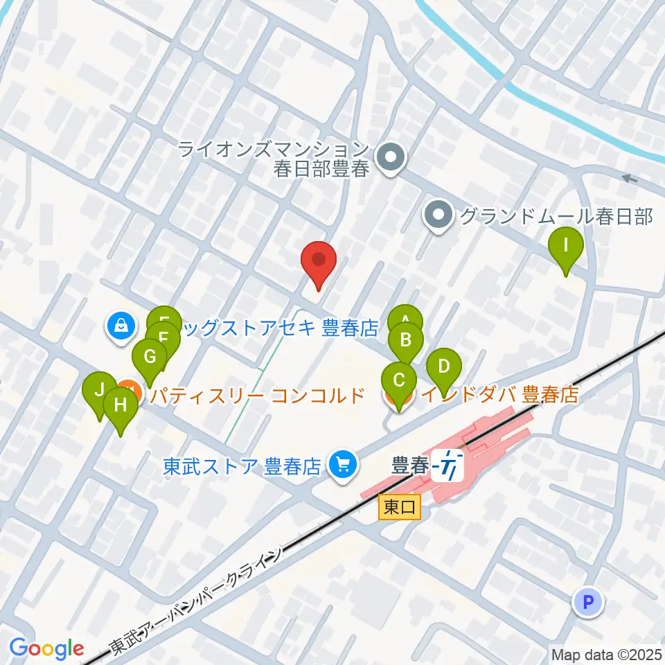 ピアノ・アコースティックスタジオあんぷらぐど周辺のファミレス・ファーストフード一覧地図