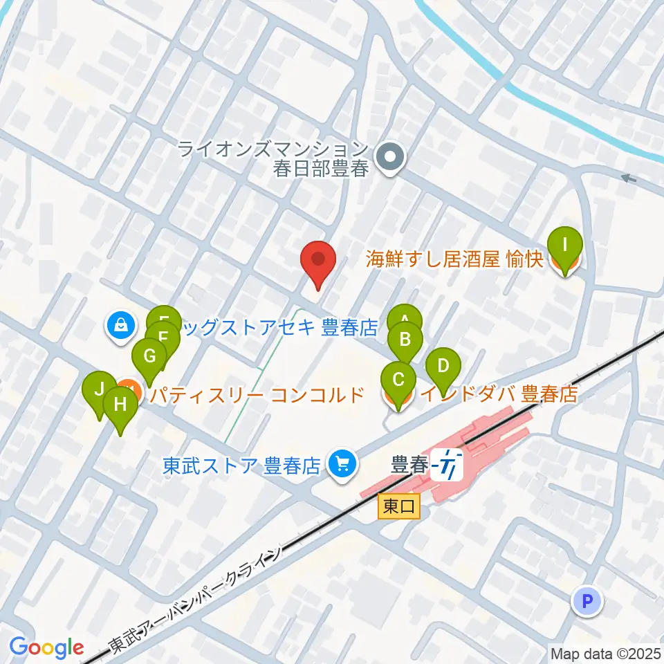 ピアノ・アコースティックスタジオあんぷらぐど周辺のファミレス・ファーストフード一覧地図