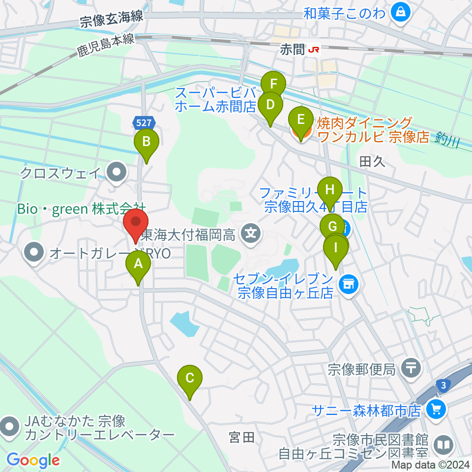 自由ヶ丘フォレストホール周辺のファミレス・ファーストフード一覧地図