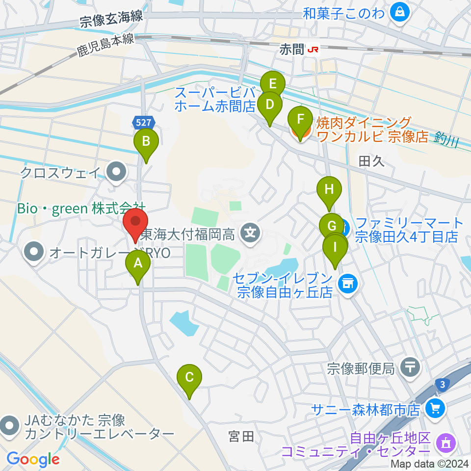 自由ヶ丘フォレストホール周辺のファミレス・ファーストフード一覧地図