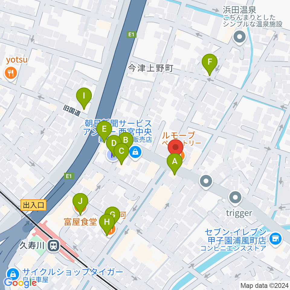 有限会社グーターコンパス周辺のファミレス・ファーストフード一覧地図