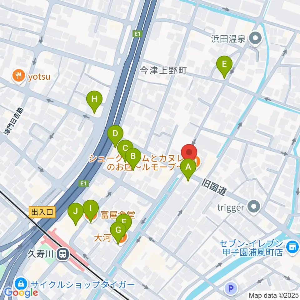 有限会社グーターコンパス周辺のファミレス・ファーストフード一覧地図