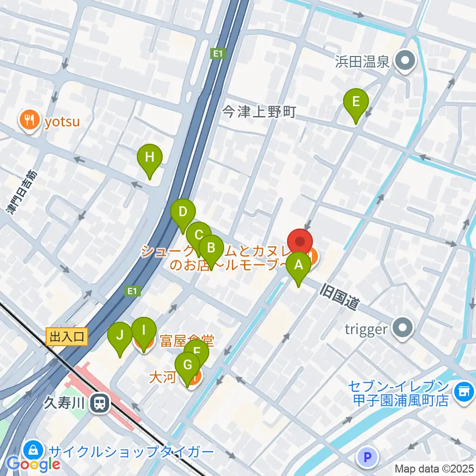 有限会社グーターコンパス周辺のファミレス・ファーストフード一覧地図