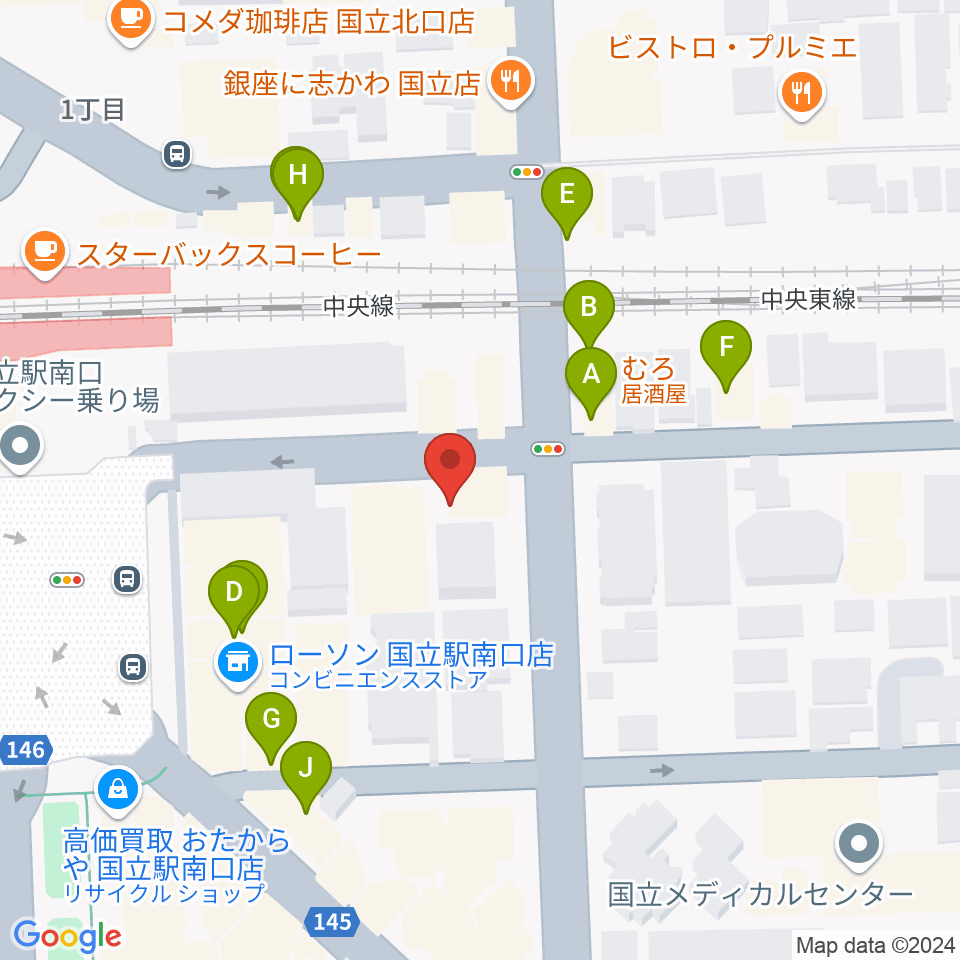 K.STUDIO スタインウェイスタジオ周辺のファミレス・ファーストフード一覧地図