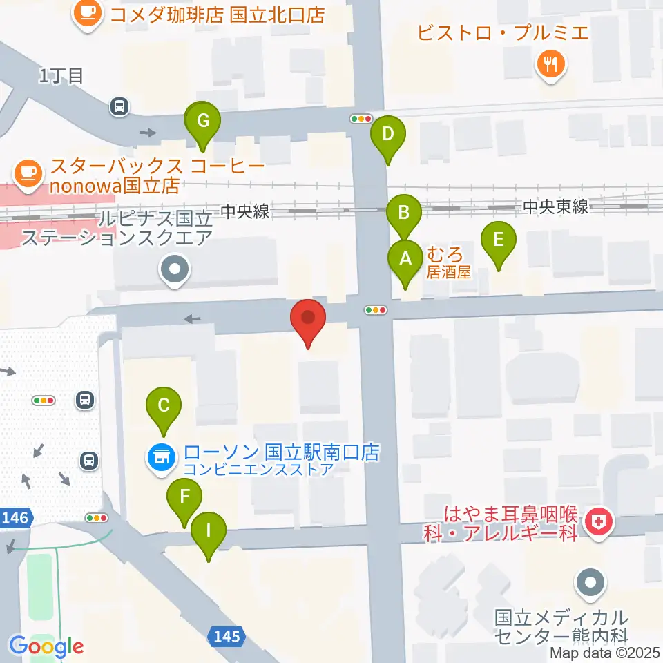 K.STUDIO スタインウェイスタジオ周辺のファミレス・ファーストフード一覧地図