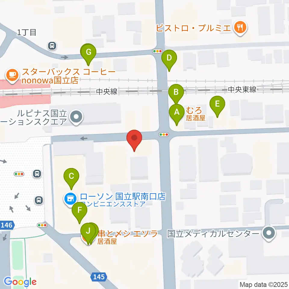 K.STUDIO スタインウェイスタジオ周辺のファミレス・ファーストフード一覧地図