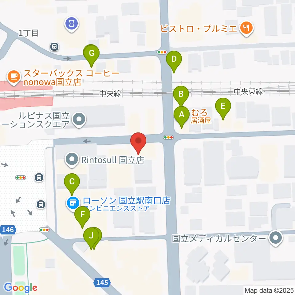 K.STUDIO スタインウェイスタジオ周辺のファミレス・ファーストフード一覧地図