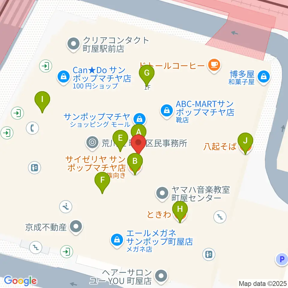 ムーブ町屋周辺のファミレス・ファーストフード一覧地図