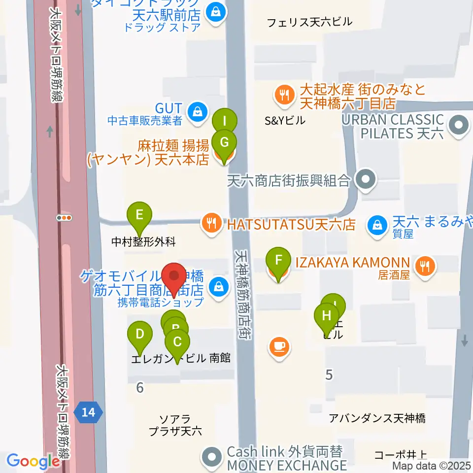 フィス音楽教室周辺のファミレス・ファーストフード一覧地図