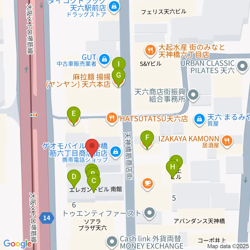 フィス音楽教室周辺のファミレス・ファーストフード一覧地図