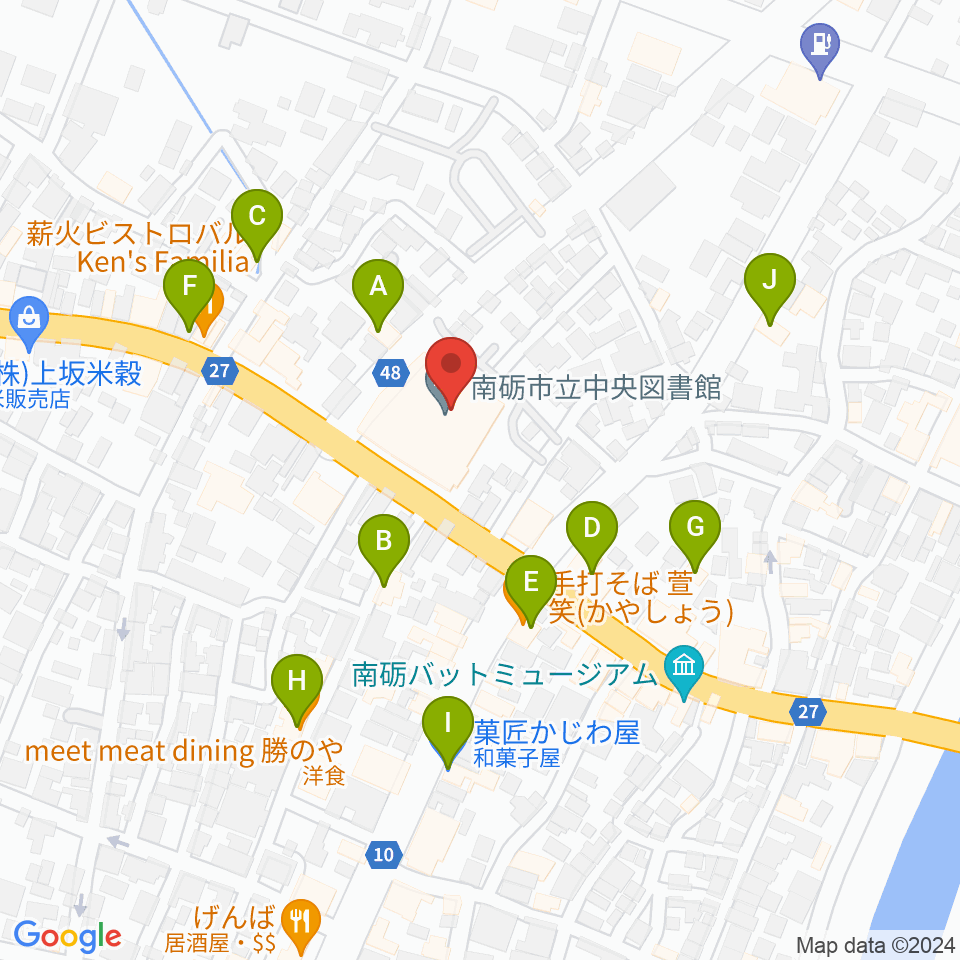 音楽堂福光スタジオベル周辺のファミレス・ファーストフード一覧地図