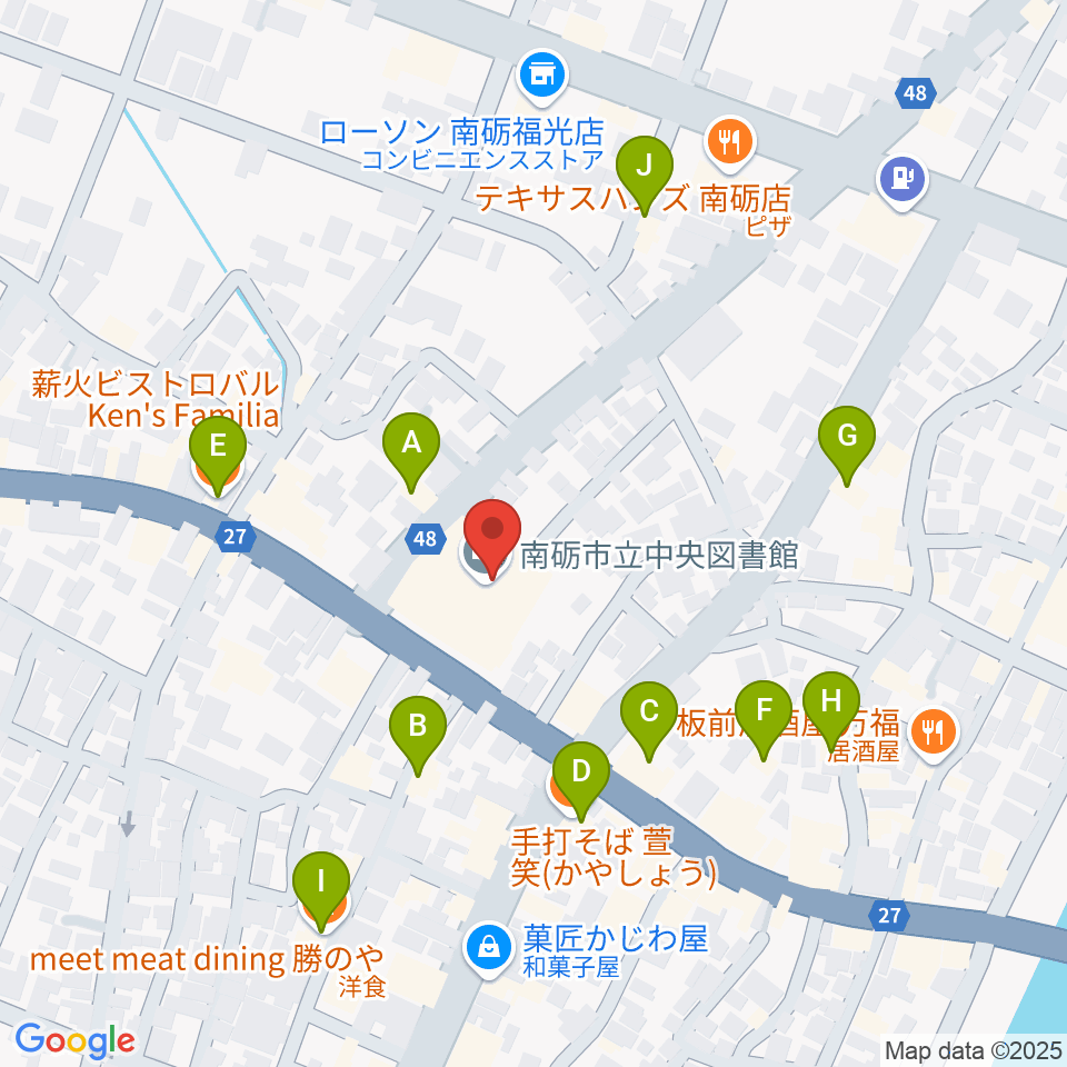 音楽堂福光スタジオベル周辺のファミレス・ファーストフード一覧地図