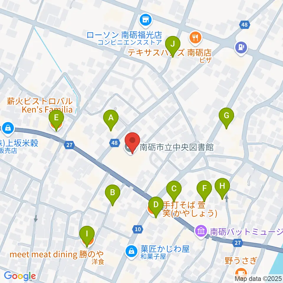 音楽堂福光スタジオベル周辺のファミレス・ファーストフード一覧地図