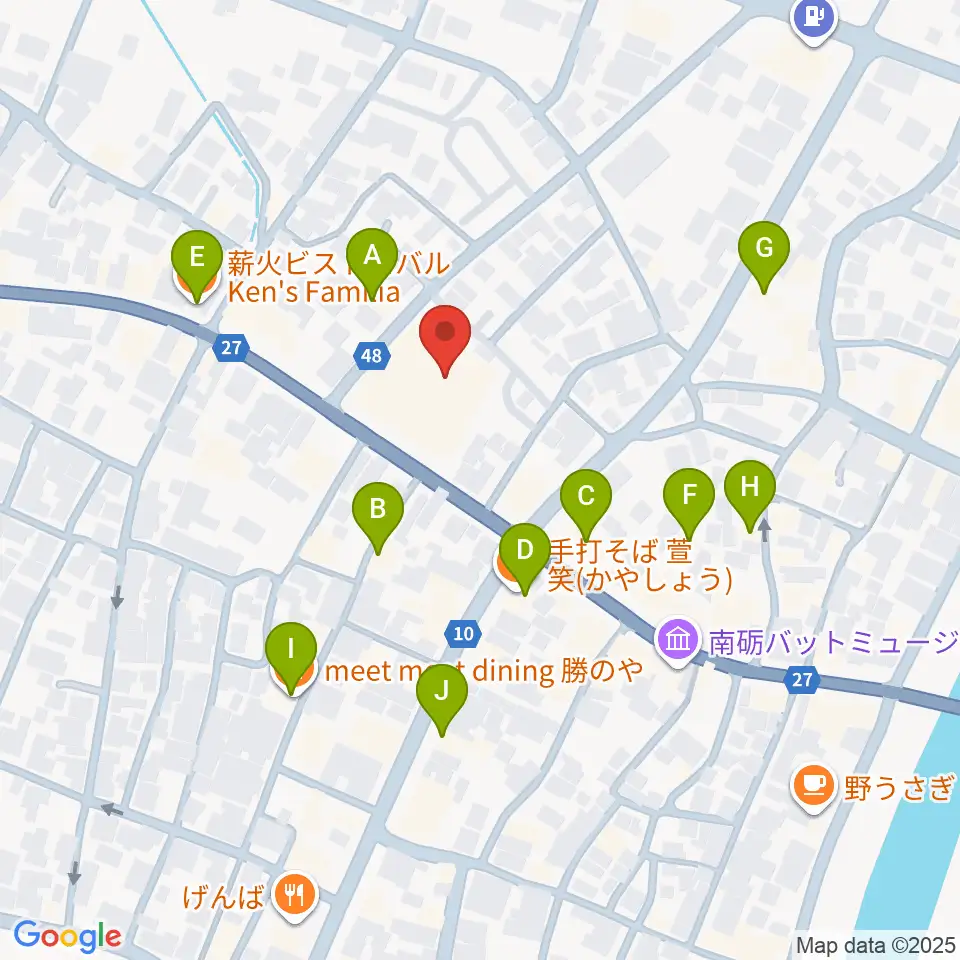 音楽堂福光スタジオベル周辺のファミレス・ファーストフード一覧地図