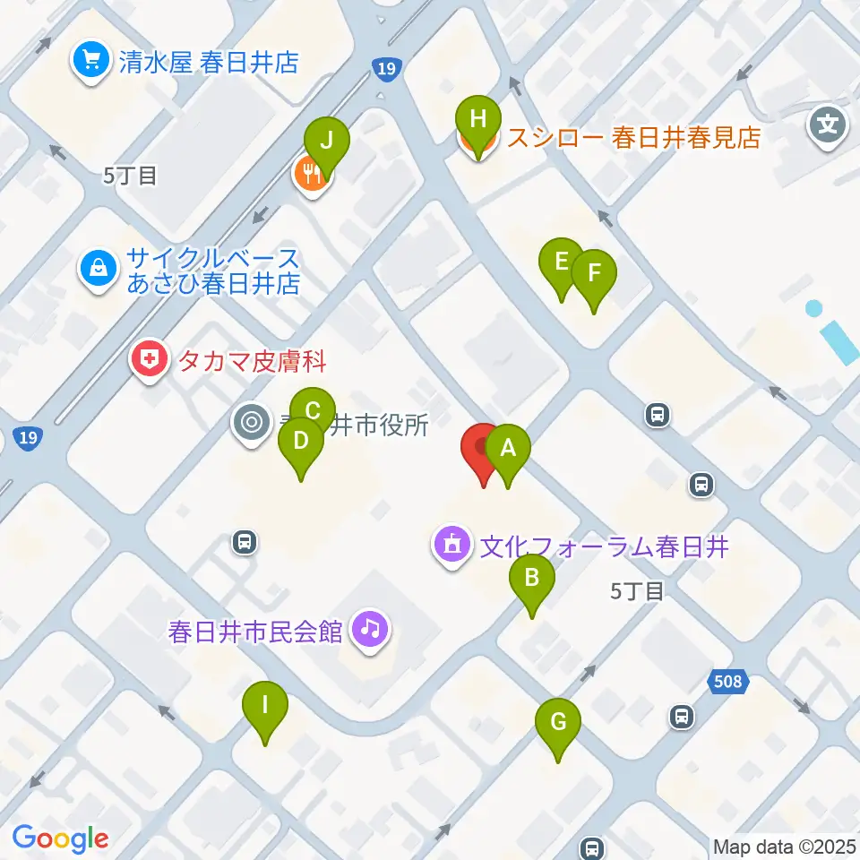 文化フォーラム春日井周辺のファミレス・ファーストフード一覧地図
