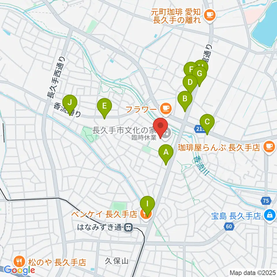 長久手市文化の家周辺のファミレス・ファーストフード一覧地図