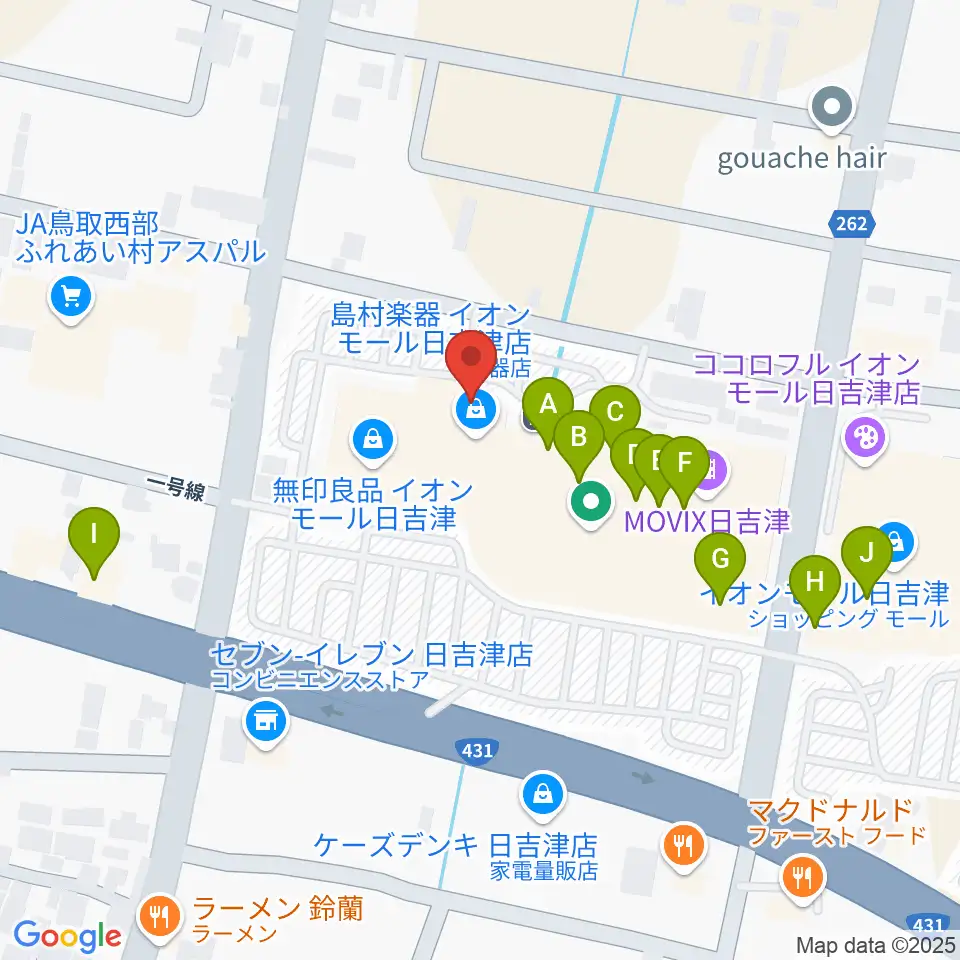 島村楽器 イオンモール日吉津店 周辺のファミレス・ファーストフード一覧地図