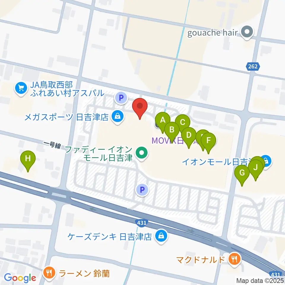 島村楽器 イオンモール日吉津店 周辺のファミレス・ファーストフード一覧地図