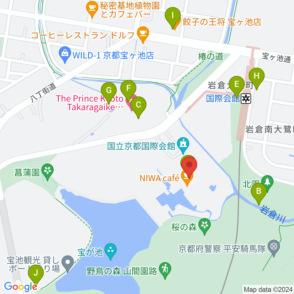 国立京都国際会館 ICC Kyoto周辺のファミレス・ファーストフード一覧地図