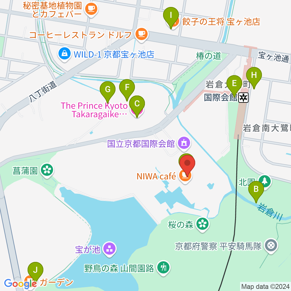 国立京都国際会館 ICC Kyoto周辺のファミレス・ファーストフード一覧地図