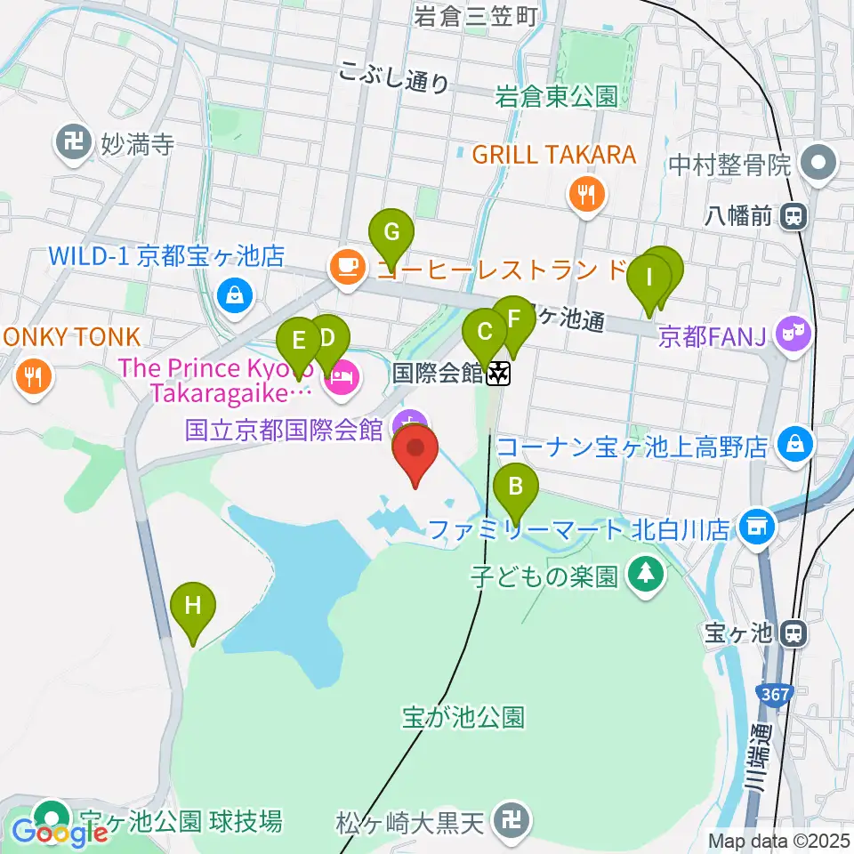 国立京都国際会館 ICC Kyoto周辺のファミレス・ファーストフード一覧地図