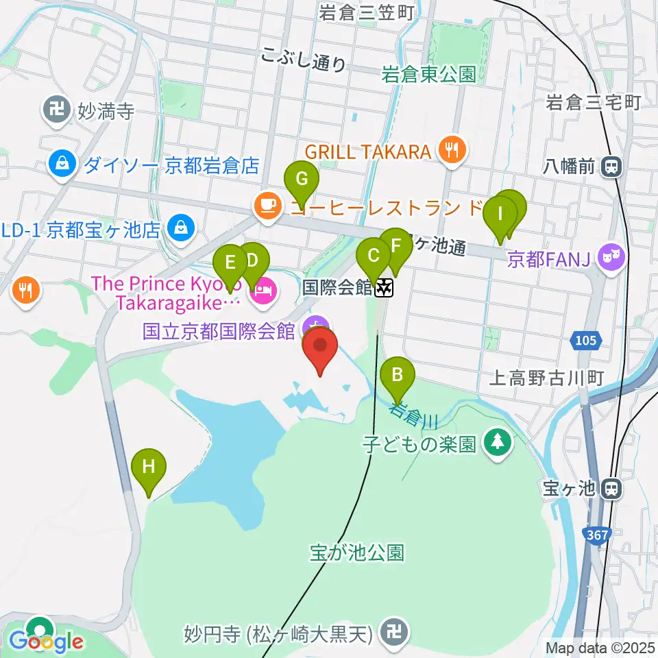 国立京都国際会館 ICC Kyoto周辺のファミレス・ファーストフード一覧地図