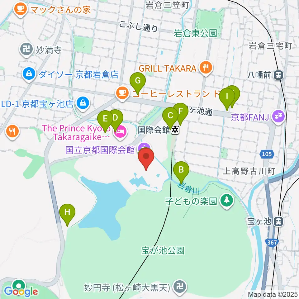 国立京都国際会館 ICC Kyoto周辺のファミレス・ファーストフード一覧地図