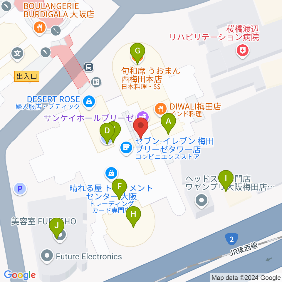 サンケイホールブリーゼ周辺のファミレス・ファーストフード一覧地図