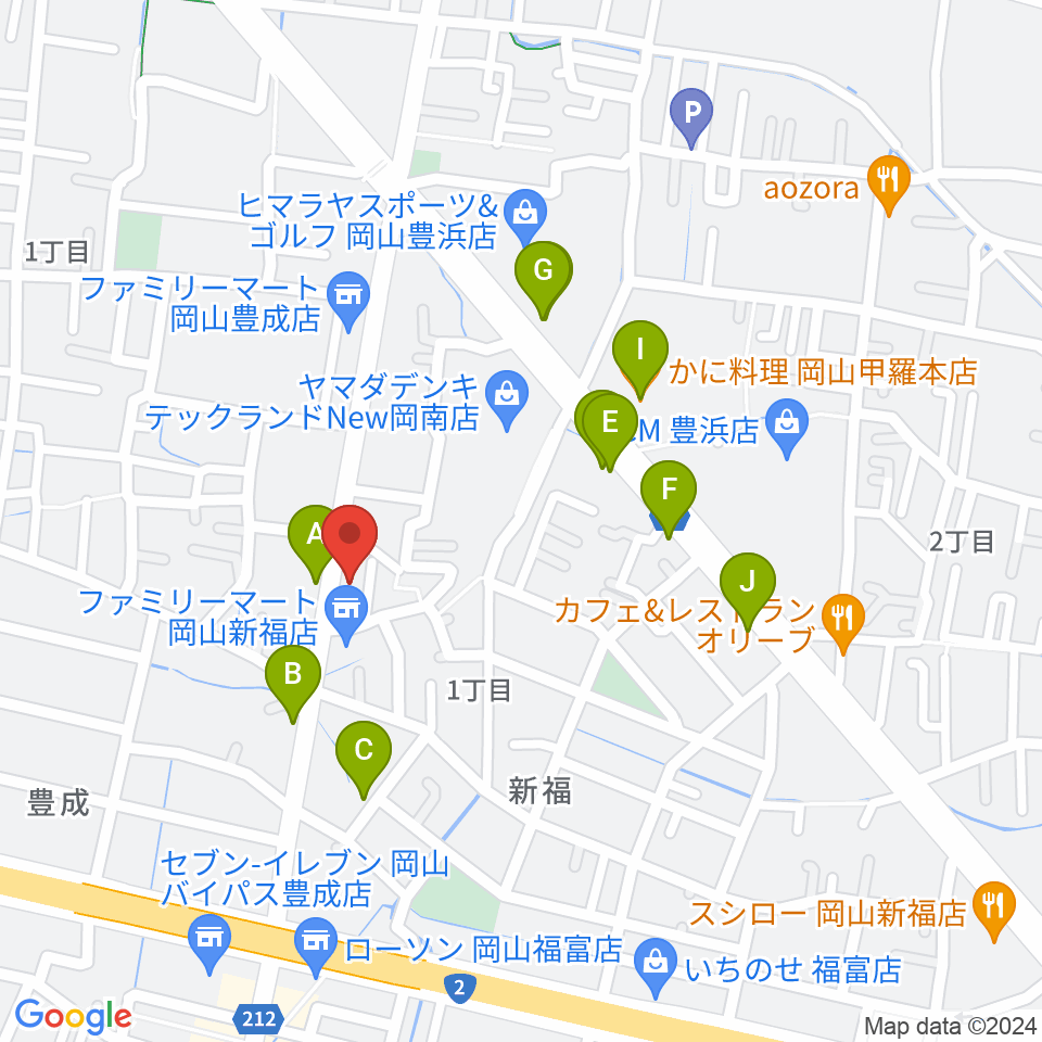 浜松ピアノ店周辺のファミレス・ファーストフード一覧地図