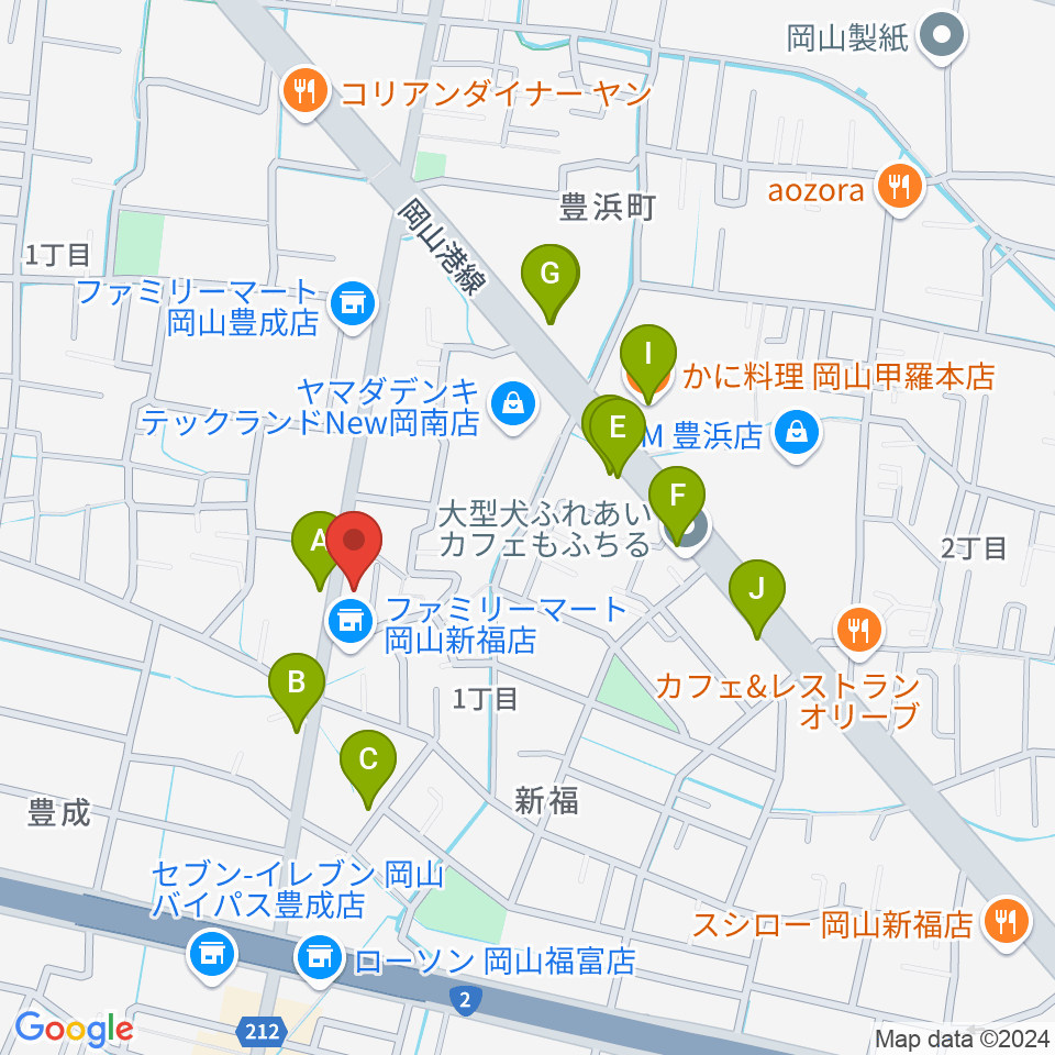 浜松ピアノ店周辺のファミレス・ファーストフード一覧地図