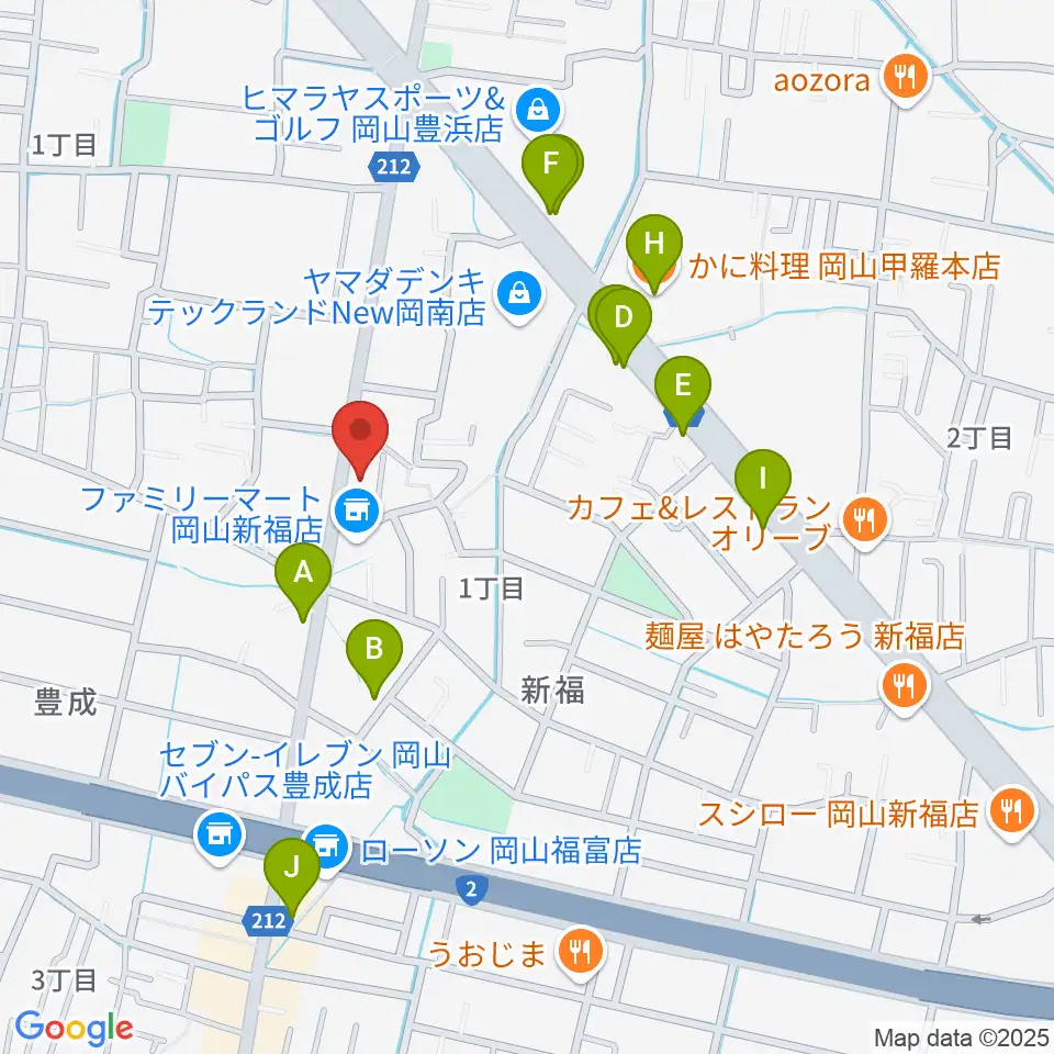 浜松ピアノ店周辺のファミレス・ファーストフード一覧地図