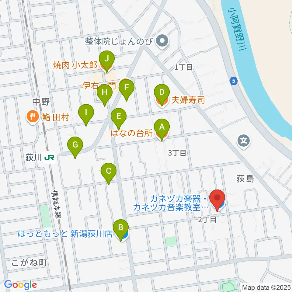 カネヅカ楽器周辺のファミレス・ファーストフード一覧地図