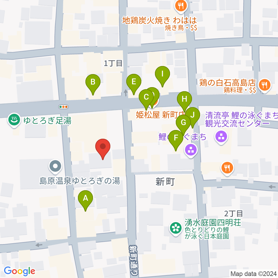 横浜屋ルーム・スタジオレンタル周辺のファミレス・ファーストフード一覧地図