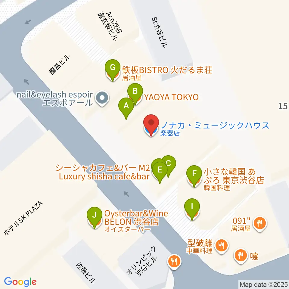 ノナカ・パーカッションギャラリー周辺のファミレス・ファーストフード一覧地図