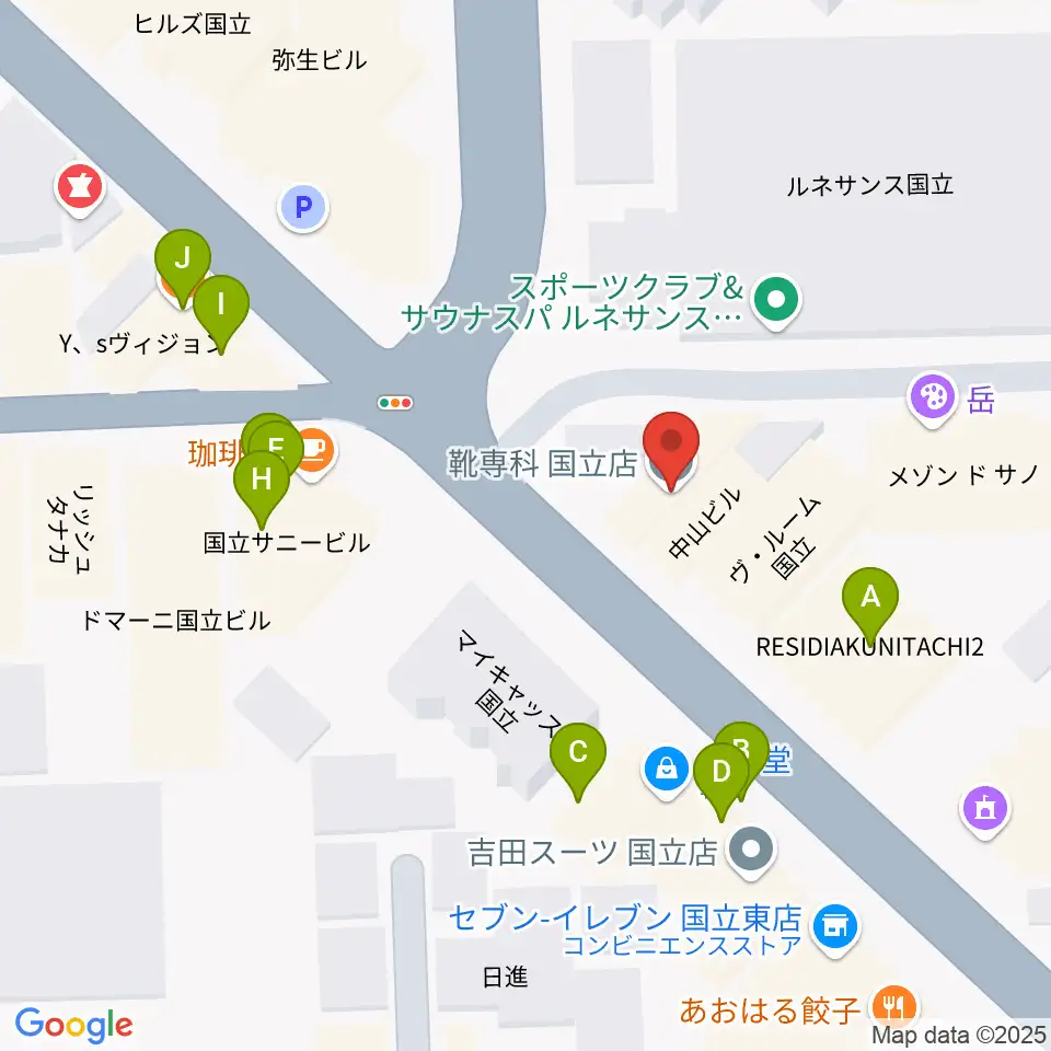 国立ヴィオレホール周辺のファミレス・ファーストフード一覧地図