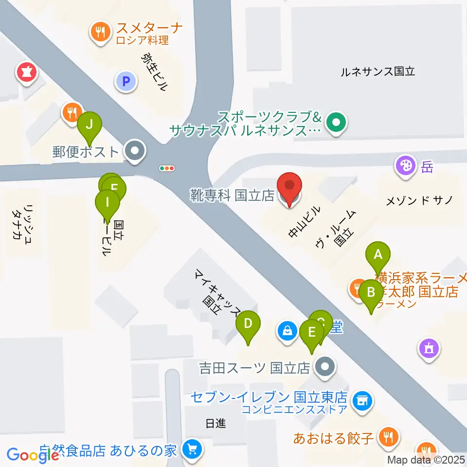 国立ヴィオレホール周辺のファミレス・ファーストフード一覧地図