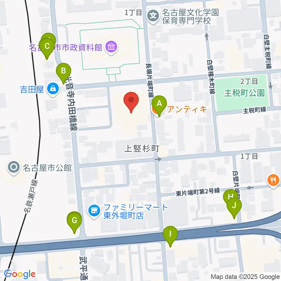 ウィルあいち周辺のファミレス・ファーストフード一覧地図