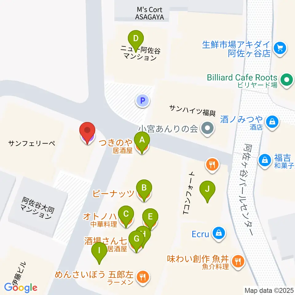 阿佐ヶ谷シアターシャイン周辺のファミレス・ファーストフード一覧地図
