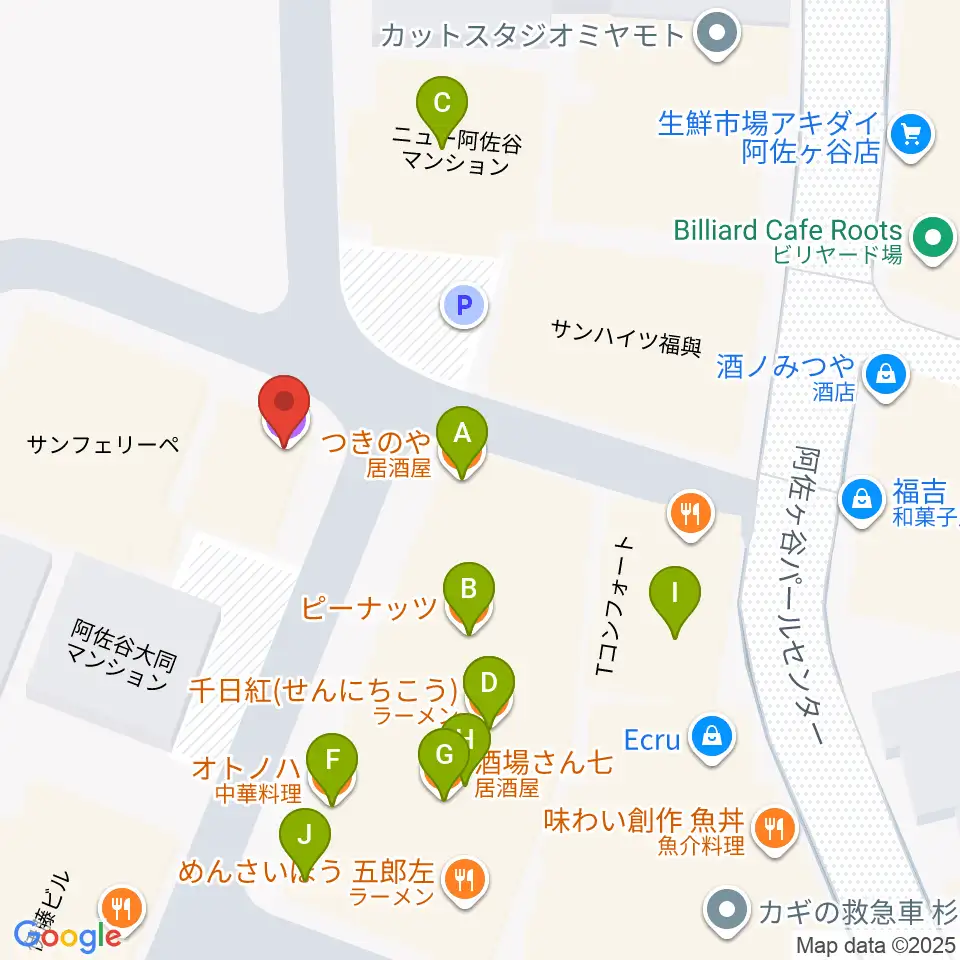 阿佐ヶ谷シアターシャイン周辺のファミレス・ファーストフード一覧地図