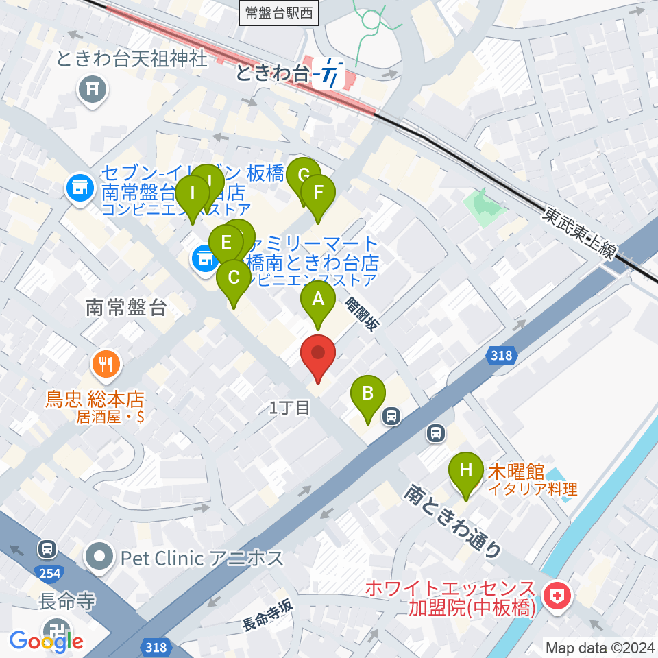 いけぶくろ楽器 ときわ台本店周辺のファミレス・ファーストフード一覧地図