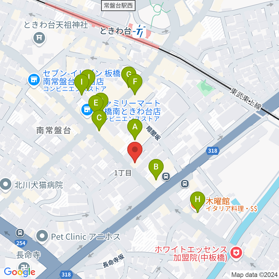 いけぶくろ楽器 ときわ台本店周辺のファミレス・ファーストフード一覧地図