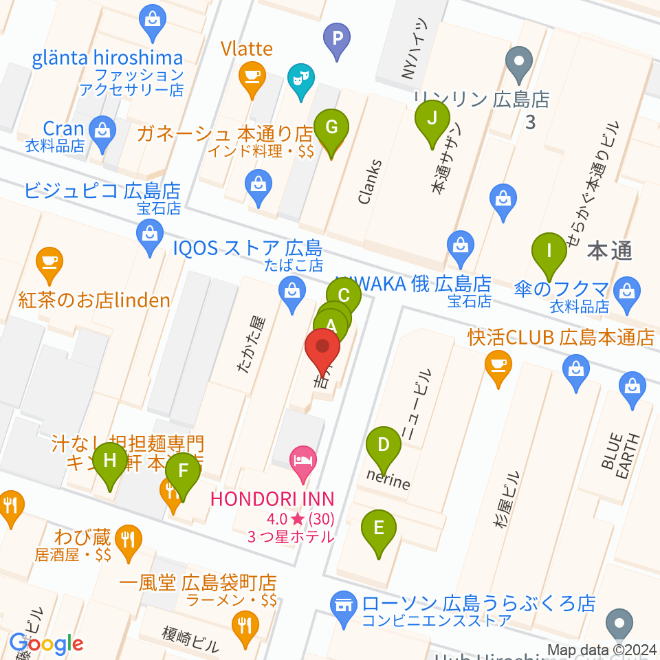 BIGBOSS広島周辺のファミレス・ファーストフード一覧地図
