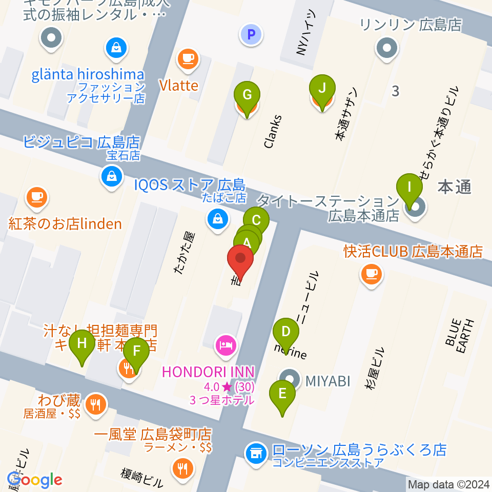 BIGBOSS広島周辺のファミレス・ファーストフード一覧地図